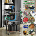 ULIBERMAGNET Power Tool Storage Organizer Cart, Metal Open Tool Rack Cart with Wheels,Heavy Duty Rolling Utility Storage Drill Rack Shelf for Garage, Shed, Yard Tool Holder, Basement,Gift Ideas
