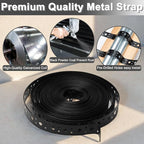 Metal Strap 1-Inch x 50FT 0.6mm Thickness Metal Strapping with Holes Galvanized Pipe Hanger Strap DIY Cutting and Installation for Pipe Support (Black)