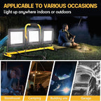 21000 Lumen Work Lights with Stand, 2 Adjustable Head LED Work Light, with Adjustable and Foldable Tripod Stand, Waterproof Lamp with Individual Switch with 6500 Kelvin Color Temperature