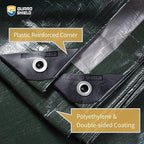 GUARD SHIELD Super Heavy Duty Green/Silver Poly Tarp Cover 18x24 Feet Waterproof 16mil Thick UV and Tear Resistant Tarpaulin with Grommets and Reinforced Edges
