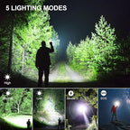 Rechargeable Flashlights 99000 High Lumens 2 Pack, Led Super Bright Flashlight with 5 Modes & IPX7 Waterproof, 15H Running Time, High Powered Flash Light for Home Camping Home Emergencies