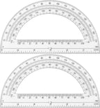 Plastic Protractor Math Protractors 180 Degrees for Geometry Classroom Student School Office Supplies, 6 Inch, Pack of 2 (Clear)