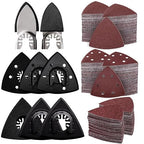 161Pcs Oscillating Tool Sanding Pad Kit, 3Pcs 3-1/2 Inch Perforated Triangle Sanding Pads 3Pcs Triangle Sanding Pads and 2Pcs Finger Sanding Pad, 150Pcs Multitool Sandpaper