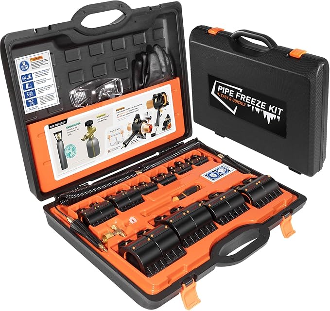 CST2 General Cold-Shot Pipe Freeze Kit, Tube Wire Plumbing Freezes Pipes from 1/8 Inch to 2 Inch, CO2 Water Pipe Plumbing Line Freezing Repair Kit for Copper Steel Aluminum Cast Iron