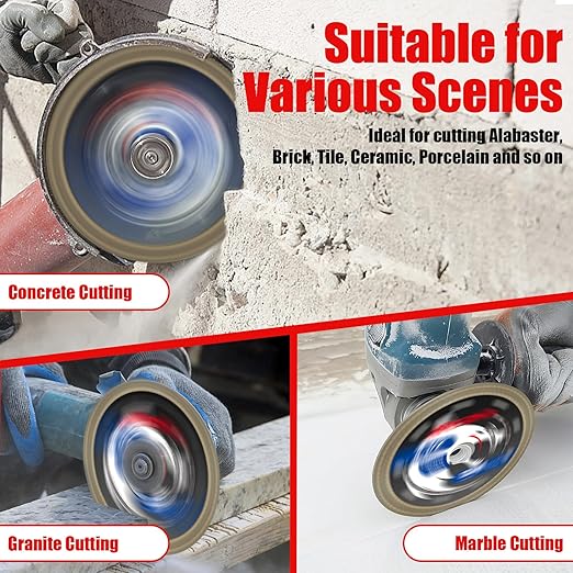 2PCS 4.5” Diamond Saw Blades for Angle Grinder, X-Turbo Tile Cutting Blade for Dry & Wet Cutting, Fast Smooth Cutting for Alabaster Concrete Granite Marble