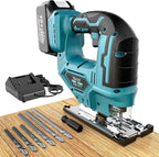 Jigsaw Compatible With Makita 18V Battery, Cordless jig saw tool, 0°- 45° Bevel Cuts, LED Light with 3 Position Orbital Setting for Cutting (With 5Ah Battery & Charger Station Kit)