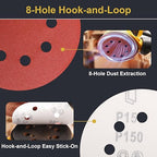 100 PCS 5 Inch Sanding Discs 150 Grit Hook and Loop Adhesive Round Sandpaper for Random Orbital Sander