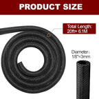 Automotive Wire Loom High Temperature Braided Wire Loom, Split-Sleeve Heat Resistant Wiring Loom Cord Cover for Harness Wires, Self-Wrapping Heavy Duty Sheathing Cable Management Black（20ft-1/8inch ）