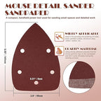 240 Grit Mouse Sander Sandpaper, Jamiikury 5 Hole Detail Sander Sandpaper Palm Sander Paper Mouse Sanding Pads Hook and Loop Sanding Sheets - Pack of 20