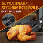 HUUSK Kitchen Scissors Set Black - Upgraded Stainless Steel Kitchen Shear, Sharp Meat Scissors, Heavy Duty Poultry Shears, Japanese Cooking Scissor for Food, Chicken Bones, and Turkey, Dishwasher Safe