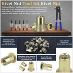 Rivet nut Tool kit,rivnut Tool,500Pcs Metric Rivet Nut Combination (M3/M4/M5/M6/M8) nutsert Tool kit，Suitable for Automotive, Marine, Decoration, Furniture, Industry, Rivet nut Set