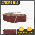 4 x 48 Inch Sanding Belt, 3 Pcs 36 Grit Aluminum Oxide Knife Sharpener Belts Work Sharpening for Belt Sander Knife Carving Tool Metal Working