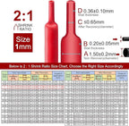 Chanzon 2:1 Ratio - 80Ft Roll - 1/24" (1mm) Heat Shrink Tubing 2:1(25M Total Length) Red Polyolefin Sleeving Wrap Shrinking 2 to 1 1pcs