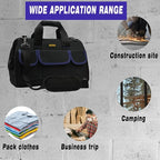 20 Inch Tool Bag, Waterproof Wide Mouth Tool Kit, Heavy Duty Tool Bag Organizer With Shoulder Straps, Tool Storage Package For Men/Women (20IN DarkBlue)