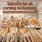 ZGROCK Wood Carving Kit Deluxe Whittling Knife Set 18PCS Wooden Carving Tools with Large PU Leather Case for Beginner Carpenter Experts