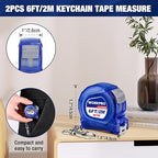 WORKPRO Keychain Tape Measure Set, 3 Pcs Inch/Metric Scale Easy Reading Mini Tape Measurement, 6FT Retractable Pocket Size Small Tape Measure for Engineer, Lightweight, ABS Protective Casing