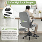 500LBS Drafting Chair, High Back Safer Standing Desk Chair, Executive Tall Office Chair with Flip-up Armrests, Upholstered Fabric Task Chair, Ergonomic Seat with Adjustable Height&Foot Ring, Grey