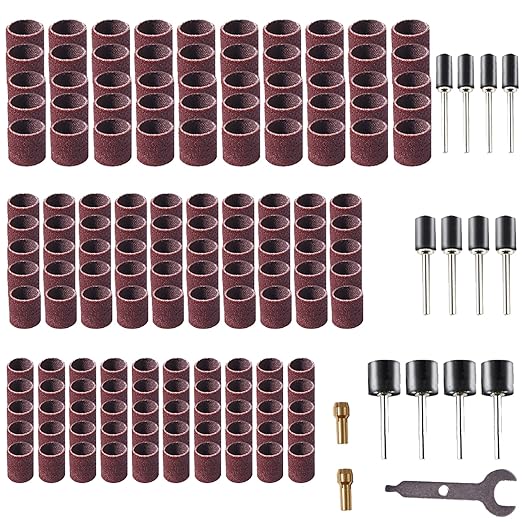 165pcs Rotary Tool Sanding Drums 180 grit,Sanding Drum Sander Bits Bands for Drill Accessories