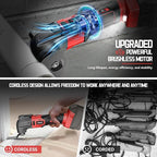 Cordless Oscillating Tool Compatible with Milwaukee 18V Battery, 6 Variable Speed Brushless-Motor Tool, Oscillating multi tool kit for Cutting Wood Nails Remove Grout & Sanding(Not Battery)