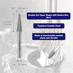 SL-3 Tungsten Carbide Burr Rotary File, Taper Shape Double Cut, 4pcs by LU&MN