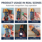 IZIO Digital Clamp Meter Multimeter 5999 Count, Ampere Voltage Tester Auto Ranging with AC DC Voltage, AC Current,Resistance,Capacitance,Continuity,Live Wire Test, NCV,Non-Contact Voltage Tester, Blue