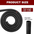 Automotive Wire Loom High Temperature Braided Wire Loom, Split-Sleeve Heat Resistant Wiring Loom Cord Cover for Harness Wires, Self-Wrapping Heavy Duty Sheathing Cable Management Black（10ft-3/8inch ）