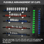 Socket Organizer Drive ABS Tools - Green Socket Holder, Premium Quality 12 Pieces Socket Holders Kit 1/4-Inch x 64 Clips, 3/8-Inch x 60 Clips, 1/2-Inch x 48 Clips（12PC,Green