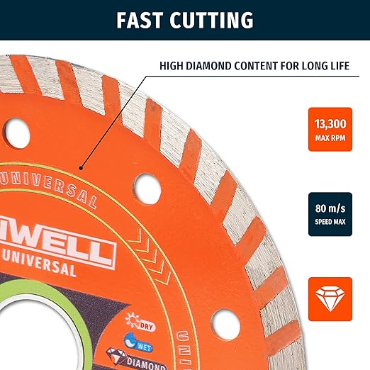 4.5 Inch Diamond Turbo Saw Blade for Stone, Marble, Granite, Concrete, Brick, High-Performance Cutting (2-Pack)