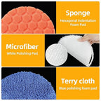 Buffing Polishing Pads 7 Inch - 7Pcs 180mm Face for 7 Inch Backing Plate, Car Compound Buffing Sponge Pads and Woolen Cutting Polishing Pad Kit