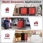 Rolling Tool Chest with Drawers, 7 Drawers Tool Chests & Cabinets, Metal Toolbox with Wheels, Lockable Storage Cabinet, Garage Tool Box with Drawers (BlackRed, 7 Drawers)