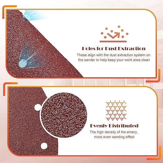 50pcs Mouse Sander Sandpaper Assortment Kit, 5 Hole Detail Sander Sandpaper Palm Sander Paper Mouse Sanding Pads Hook and Loop Sanding Sheets - 40/80/120/180/240 Grit
