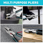 DURATECH 9.5 INCH High Leverage Linemans Pliers, Heavy Duty Side Cutters, Linesman Pliers for Wire Cutting, Crimping