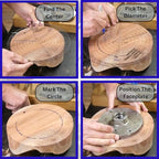 clearly printed 14" circle center finder tool, protractor, and circle maker tool and compass for woodworking and wood turning. Find the center of timber or dowel with our center finder ruler.