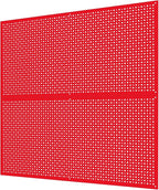 Metal Pegboard for Garage Storage,Steel Pegboard Heavy Duty 16-Inch X 32-Inch Metal Peg Board Tool Organization Panels (Red, 2 Pack)