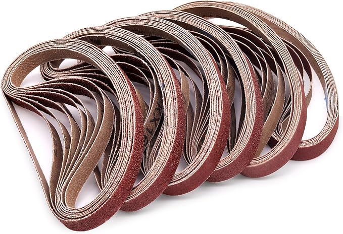 48 PCS 1/2 x 18 Sanding Belts, 1/2x18 Aluminum Oxide Sanding Belts for Mini Air Belt Sander, 8 Each of 40,60,80,120,180,240 Grit