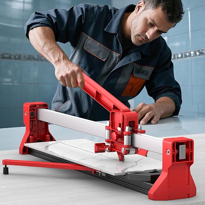 SHIJING 24-inch Tile Cutter,Cortadora de Ceramica with Red laser, Steel guide rails,Tungsten Carbide Cutting Wheel - Tile Cutter Tool for Ceramic, Porcelain - Installers &DIY