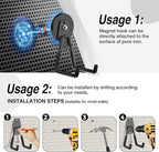 6 Pack Heavy Duty Storage Magnetic Utility Hooks Large Garage Strong Extra Magnet Hooks Hanger with Anti-Slip Coating Heavy Duty Magnetic Hooks for Hanging Power Dril Garage Garden Tools Black