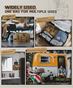 ARCFOX Travel Hanging Toiletry Bag for Men, Vintage Canvas Large Toiletry Bag with 7 Compartments, Camping Gym Travel Toiletry Kit Organizer with PVC Wet & Dry Pockets, Personalized Wash Bag, Brown