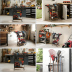 ULIBERMAGNET Power Tool Storage Organizer Cart, Metal Open Tool Rack Cart with Wheels,Heavy Duty Rolling Utility Storage Drill Rack Shelf for Garage, Shed, Yard Tool Holder, Basement,Gift Ideas