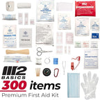 M2 BASICS Professional 300 Piece (40 Unique Items) First Aid Kit | Home, Car, Business, Travel | Medical Kit, Emergency Kit
