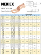 10PCS 8AWG - 5/16''Stud Heavy Duty Copper Terminals,Battery Cable Crimp Lugs,Battery Cable Ends,Bare Copper Eyelets Tubular Ring Terminals,Closed End Crimp Electric Connectors