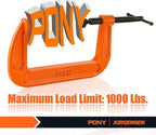 Pony 6-in C-Clamp Set, Clamps for Woodworking,1000lbs Load Limit, 2660 C-Clamp, Ideal for most DIY, Woodworking and Household Clamping Projects-2 Pack