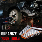 ALOANES 78-Slot Metal Wrench Organizer, Heavy Duty Wrench Organizer Tray for Tool Box, Fit SAE & Metric Wrench Storage, 6 Pack Wrench Holders(Orange)
