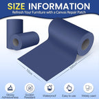 Self-Adhesive Canvas Repair Tape, 4" x 79" Waterproof Canvas Repair Patch, Fabric Patch Repairs Kit for Furniture, Tents, Sunbrellas, Boat Covers Awnings, Couches, Clothes, Bags Dark Blue