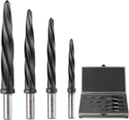 4pcs Bridge/Construction Reamer Set, 3/8", 1/2", 5/8", 3/4”, M35 HSS Taper Chucking Reamer Drill Bit for Steel Alloy Aluminum Metal Wood Plastic, 3/8" or 1/2" Shank, to Enlarge/Align Holes