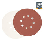 POWERTEC 45100, 100 Pack, 6"x 8 Holes, A/O Hook & Loop Sanding Disc | 40, 80, 120, 220, 320, Assorted Grits, Red