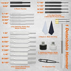 BESTNULE Punch Set, Punch Tools, Roll Pin Punch Set, Made of Solid Material Including Steel Punch and Hammer, Ideal for Machinery Maintenance with Organizer Storage Container (Without Bench Block)