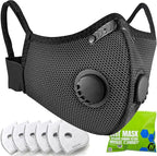 BASE CAMP Silver and Black Upgrade M Plus Dust Mask, Reusable Respirator Face Mask with 6 Activated Carbon Filters, Safety Work Masks for Woodworking, Construction, Yard Lawn Paint, Dust