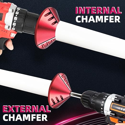 2 in 1 PVC Deburring Tool, Inner Outer Pipe Reamer with 3 Blades, Pipe and Tubing Chamfer Tool for OD 0.75" to 3.5" ID 0.92" to 3.89", Burr Remover for CPVC ABS PP PE Pipes
