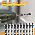 TITGGI 1/4" (10PCS) Masonry Drill Bit Set & Cement Drill Bits, Professional Concrete Drill Bit Set for Glass/Brick/Plastic/Cement/Wood/Tile/Etc, Industrial Strength Carbide Drill Bit Tip